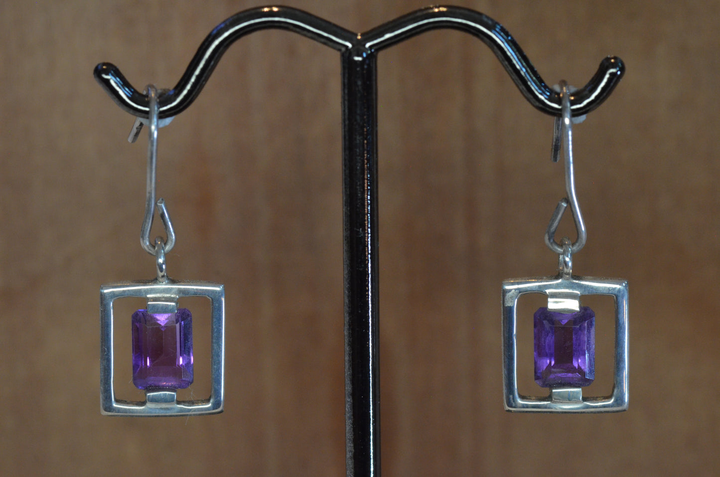 Amethyst Box Earrings
