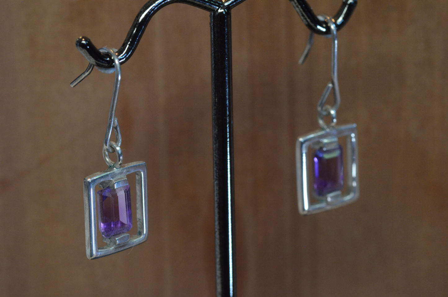 Amethyst Box Earrings